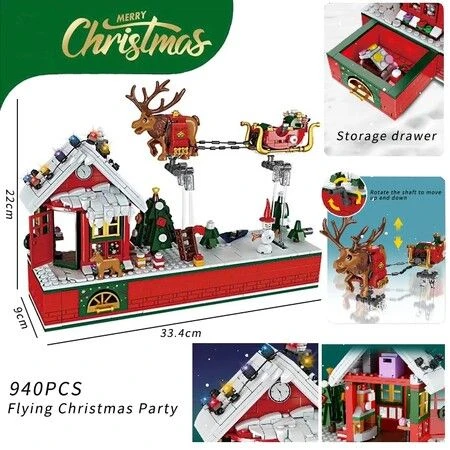 940pcs Creative Christmas Santa Claus Flying Party Sets Model Building Blocks Diy Bricks Kids Gift Toys 1 940pcs Creative Christmas Santa Claus Flying Party Sets Model Building Blocks Diy Bricks Kids Gift Toys