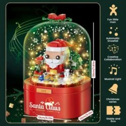 Christmas Music Box Toy DIY Model Building Block Christmas House With LED Light Santa Claus Music Box Decoration -Christmas Lights Store 262211 2162593 HD