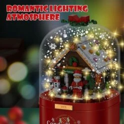 Christmas Music Box Toy DIY Model Building Block Christmas House With LED Light Santa Claus Music Box Decoration -Christmas Lights Store 262211 2162595 HD