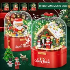 Christmas Music Box Toy DIY Model Building Block Christmas House With LED Light Santa Claus Music Box Decoration -Christmas Lights Store 262211 2162599 HD
