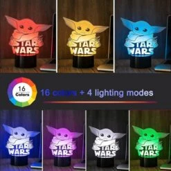 The Child Grogu Baby Yoda Hologram Effect Led Illusion Table Lamp, 16 Color Change Christmas Birthday Gifts For Children Kids -Christmas Lights Store 262267 2163475 HD