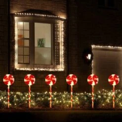 Solar Christmas Candy Cane Lights Solar Lawn Lamp Outdoor LED Christmas Decor Garden Pathway Markers Candy Lights -Christmas Lights Store 262441 2166003 F