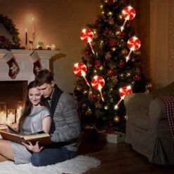 Solar Christmas Candy Cane Lights Solar Lawn Lamp Outdoor LED Christmas Decor Garden Pathway Markers Candy Lights -Christmas Lights Store 262441 2166005 F