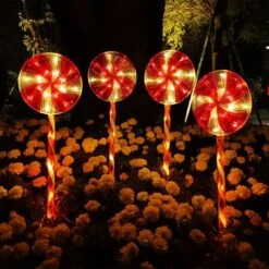 Solar Christmas Candy Cane Lights Solar Lawn Lamp Outdoor LED Christmas Decor Garden Pathway Markers Candy Lights -Christmas Lights Store 262441 2166009 F