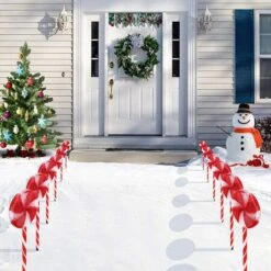 Solar Christmas Candy Cane Lights Solar Lawn Lamp Outdoor LED Christmas Decor Garden Pathway Markers Candy Lights -Christmas Lights Store 262441 2166011 F