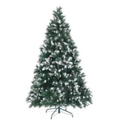 Snowy Christmas Tree Xmas Pine Cones 7Ft 210cm 1290 Tips GREEN -Christmas Lights Store 264429 2183621 F