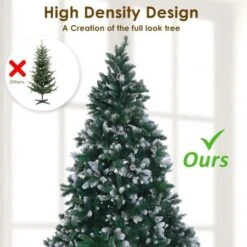 Snowy Christmas Tree Xmas Pine Cones 7Ft 210cm 1290 Tips + Bauble Balls
