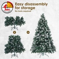 Snowy Christmas Tree Xmas Pine Cones 7Ft 210cm 1290 Tips + Bauble Balls -Christmas Lights Store 264431 2183723 F
