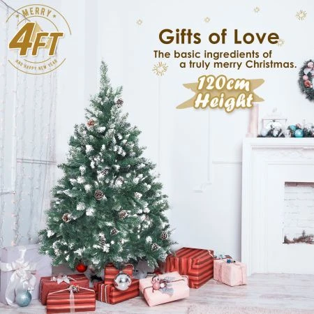 Snowy Christmas Tree Xmas Pine Cones 4Ft 120cm 390 Tips GREEN 8 Snowy Christmas Tree Xmas Pine Cones 4Ft 120cm 390 Tips GREEN - Image 8