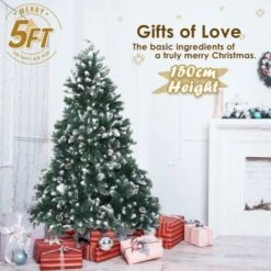 Snowy Christmas Tree Xmas Pine Cones 5Ft 150cm 720 Tips GREEN 15 Snowy Christmas Tree Xmas Pine Cones 5Ft 150cm 720 Tips GREEN -Christmas Lights Store 264437 2183569 F