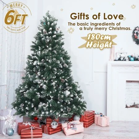 Snowy Christmas Tree Xmas Pine Cones 6Ft 180cm 930 Tips GREEN 4 Snowy Christmas Tree Xmas Pine Cones 6Ft 180cm 930 Tips GREEN - Image 4