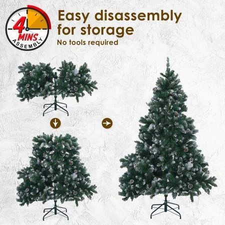 Snowy Christmas Tree Xmas Pine Cones 6Ft 180cm 930 Tips GREEN 3 Snowy Christmas Tree Xmas Pine Cones 6Ft 180cm 930 Tips GREEN - Image 3