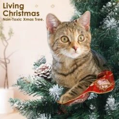 Snowy Christmas Tree Xmas Pine Cones 6Ft 180cm 930 Tips + Bauble Balls -Christmas Lights Store 264443 2183649 F