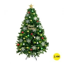 Christmas Tree Kit Xmas Decorations Colorful Plastic Ball Baubles With LED Light 2.4M Type2