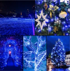 4-Pack 160FT 400 LED Solar String Lights Outdoor, Waterproof Solar Fairy Lights With 8 Lighting Modes, Solar Outdoor Lights For Tree Christmas Wedding Party Decorations Garden Patio (Blue) -Christmas Lights Store 270129 2248797 F