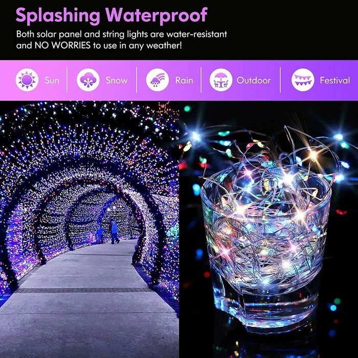 4-Pack 160FT 400 LED Solar String Lights Outdoor, Waterproof Solar Fairy Lights With 8 Lighting Modes, Solar Outdoor Lights For Tree Christmas Wedding Party Decorations Garden Patio (Multi-Color) 5 4-Pack 160FT 400 LED Solar String Lights Outdoor, Waterproof Solar Fairy Lights With 8 Lighting Modes, Solar Outdoor Lights For Tree Christmas Wedding Party Decorations Garden Patio (Multi-Color) - Image 5