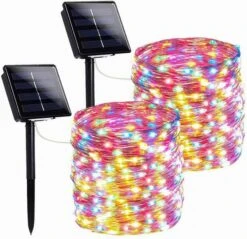 2-Pack 80FT 200 LED Solar String Lights Outdoor, Waterproof Solar Fairy Lights With 8 Lighting Modes, Solar Outdoor Lights For Tree Christmas Wedding Party Decorations Garden Patio (Multi-Color)
