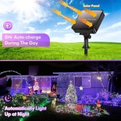2-Pack 80FT 200 LED Solar String Lights Outdoor, Waterproof Solar Fairy Lights With 8 Lighting Modes, Solar Outdoor Lights For Tree Christmas Wedding Party Decorations Garden Patio (Multi-Color) -Christmas Lights Store 270209 2249611 HD