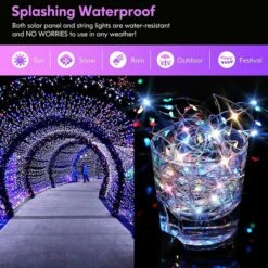 2-Pack 80FT 200 LED Solar String Lights Outdoor, Waterproof Solar Fairy Lights With 8 Lighting Modes, Solar Outdoor Lights For Tree Christmas Wedding Party Decorations Garden Patio (Multi-Color) -Christmas Lights Store 270209 2249613 HD