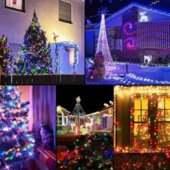 2-Pack 80FT 200 LED Solar String Lights Outdoor, Waterproof Solar Fairy Lights With 8 Lighting Modes, Solar Outdoor Lights For Tree Christmas Wedding Party Decorations Garden Patio (Multi-Color) -Christmas Lights Store 270209 2249615 HD