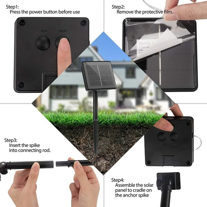 2-Pack 80FT 200 LED Solar String Lights Outdoor, Waterproof Solar Fairy Lights With 8 Lighting Modes, Solar Outdoor Lights For Tree Christmas Wedding Party Decorations Garden Patio (Blue) 4 2-Pack 80FT 200 LED Solar String Lights Outdoor, Waterproof Solar Fairy Lights With 8 Lighting Modes, Solar Outdoor Lights For Tree Christmas Wedding Party Decorations Garden Patio (Blue) - Image 4