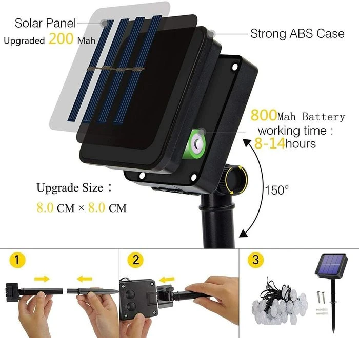 Solar String Lights Outdoor Waterproof,50LED Solar Crystal Globe Lights,8 Mode 7M/24Ft Outdoor Solar Powered String Lights For Garden,Patio Yard,Christmas,Parties,Wedding(Warm White) 1 Solar String Lights Outdoor Waterproof,50LED Solar Crystal Globe Lights,8 Mode 7M/24Ft Outdoor Solar Powered String Lights For Garden,Patio Yard,Christmas,Parties,Wedding(Warm White)