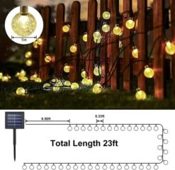 Solar String Lights Outdoor Waterproof,50LED Solar Crystal Globe Lights,8 Mode 7M/24Ft Outdoor Solar Powered String Lights For Garden,Patio Yard,Christmas,Parties,Wedding(Warm White) 10 Solar String Lights Outdoor Waterproof,50LED Solar Crystal Globe Lights,8 Mode 7M/24Ft Outdoor Solar Powered String Lights For Garden,Patio Yard,Christmas,Parties,Wedding(Warm White) -Christmas Lights Store 270843 2257233 HD