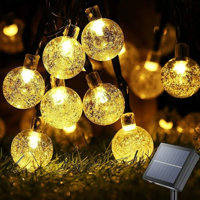 Solar String Lights Outdoor Waterproof,50LED Solar Crystal Globe Lights,8 Mode 7M/24Ft Outdoor Solar Powered String Lights For Garden,Patio Yard,Christmas,Parties,Wedding(Warm White) 6 Solar String Lights Outdoor Waterproof,50LED Solar Crystal Globe Lights,8 Mode 7M/24Ft Outdoor Solar Powered String Lights For Garden,Patio Yard,Christmas,Parties,Wedding(Warm White) - Image 6