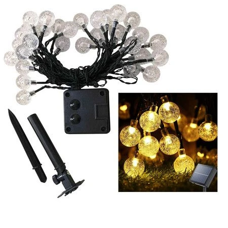 Solar String Lights Outdoor Waterproof,50LED Solar Crystal Globe Lights,8 Mode 7M/24Ft Outdoor Solar Powered String Lights For Garden,Patio Yard,Christmas,Parties,Wedding(Warm White) 8 Solar String Lights Outdoor Waterproof,50LED Solar Crystal Globe Lights,8 Mode 7M/24Ft Outdoor Solar Powered String Lights For Garden,Patio Yard,Christmas,Parties,Wedding(Warm White) - Image 8