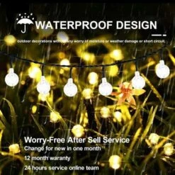 Solar String Lights Outdoor Waterproof,50LED Crystal Globe Solar String Lights,8 Mode 7M/24Ft Outdoor Solar Powered String Lights For Garden,Patio,Christmas,Parties,Wedding,Festival (Cool White) -Christmas Lights Store 270849 2257293 F