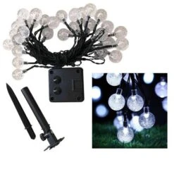 Solar String Lights Outdoor Waterproof,50LED Crystal Globe Solar String Lights,8 Mode 7M/24Ft Outdoor Solar Powered String Lights For Garden,Patio,Christmas,Parties,Wedding,Festival (Cool White) -Christmas Lights Store 270849 2257301 F