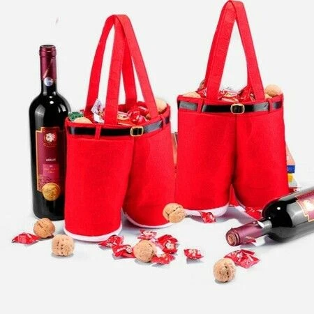 Christmas Decoration Gift Bags Candy Bags Santa Pants Lovely Wine Bottle Gift Bags For Kids Best For Wedding Holiday New Year 2 Christmas Decoration Gift Bags Candy Bags Santa Pants Lovely Wine Bottle Gift Bags For Kids Best For Wedding Holiday New Year - Image 2