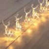 1.5M Christmas Fairy Lights, Reindeer Fairy Lights LED On Silver Wire Deer Warm White Static Battery Operated LED Garland Garden Decoration