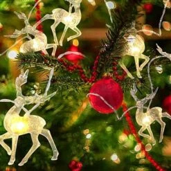1.5M Christmas Fairy Lights, Reindeer Fairy Lights LED On Silver Wire Deer Warm White Static Battery Operated LED Garland Garden Decoration -Christmas Lights Store 275581 2329495 F