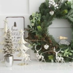 1.5M Christmas Fairy Lights, Reindeer Fairy Lights LED On Silver Wire Deer Warm White Static Battery Operated LED Garland Garden Decoration -Christmas Lights Store 275581 2329497 F