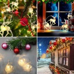 1.5M Christmas Fairy Lights, Reindeer Fairy Lights LED On Silver Wire Deer Warm White Static Battery Operated LED Garland Garden Decoration -Christmas Lights Store 275581 2329501 F