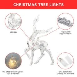 1.5M Christmas Fairy Lights, Reindeer Fairy Lights LED On Silver Wire Deer Warm White Static Battery Operated LED Garland Garden Decoration -Christmas Lights Store 275581 2329503 F