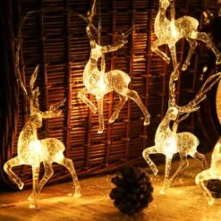 1.5M Christmas Fairy Lights, Reindeer Fairy Lights LED On Silver Wire Deer Warm White Static Battery Operated LED Garland Garden Decoration -Christmas Lights Store 275581 2329515 F