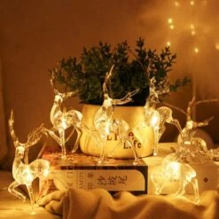1.5M Christmas Fairy Lights, Reindeer Fairy Lights LED On Silver Wire Deer Warm White Static Battery Operated LED Garland Garden Decoration -Christmas Lights Store 275581 2329519 F