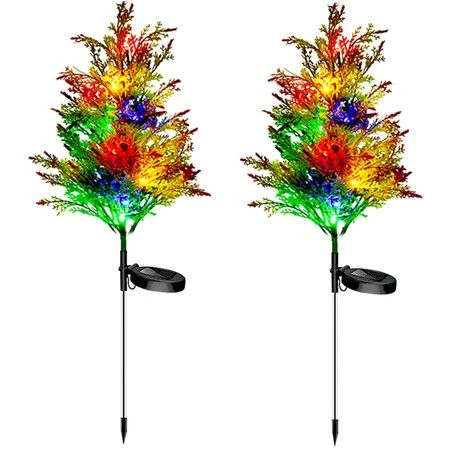 2pcs Christmas Solar Decorative Garden Stakes Lights, Party Outdoor Decor Trees With Multi Color LED Flash Lights Waterproof For Home And Garden 2 2pcs Christmas Solar Decorative Garden Stakes Lights, Party Outdoor Decor Trees With Multi Color LED Flash Lights Waterproof For Home And Garden - Image 2