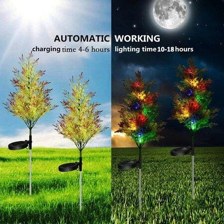 2pcs Christmas Solar Decorative Garden Stakes Lights, Party Outdoor Decor Trees With Multi Color LED Flash Lights Waterproof For Home And Garden 3 2pcs Christmas Solar Decorative Garden Stakes Lights, Party Outdoor Decor Trees With Multi Color LED Flash Lights Waterproof For Home And Garden - Image 3