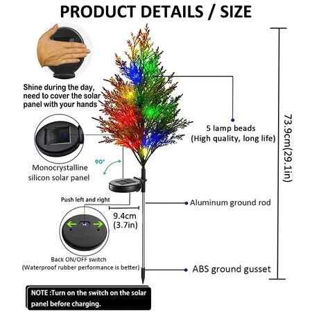 2pcs Christmas Solar Decorative Garden Stakes Lights, Party Outdoor Decor Trees With Multi Color LED Flash Lights Waterproof For Home And Garden 7 2pcs Christmas Solar Decorative Garden Stakes Lights, Party Outdoor Decor Trees With Multi Color LED Flash Lights Waterproof For Home And Garden - Image 7