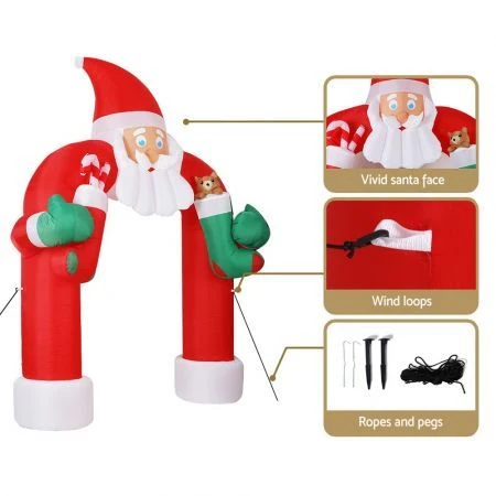 Jingle Jollys Christmas Inflatable Santa Archway 2.3M Outdoor Decorations Lights 5 Jingle Jollys Christmas Inflatable Santa Archway 2.3M Outdoor Decorations Lights - Image 5
