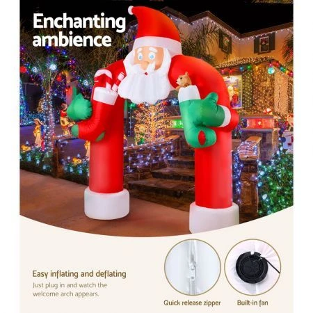 Jingle Jollys Christmas Inflatable Santa Archway 2.3M Outdoor Decorations Lights 6 Jingle Jollys Christmas Inflatable Santa Archway 2.3M Outdoor Decorations Lights - Image 6