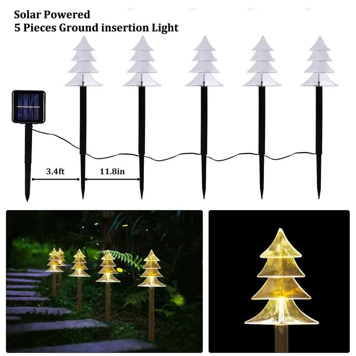 5pcs Outdoor Solar Garden Lights Christmas Tree Lawn Lamp Waterproof Decoration For Garden Pathway Patio Yard 4 5pcs Outdoor Solar Garden Lights Christmas Tree Lawn Lamp Waterproof Decoration For Garden Pathway Patio Yard - Image 4