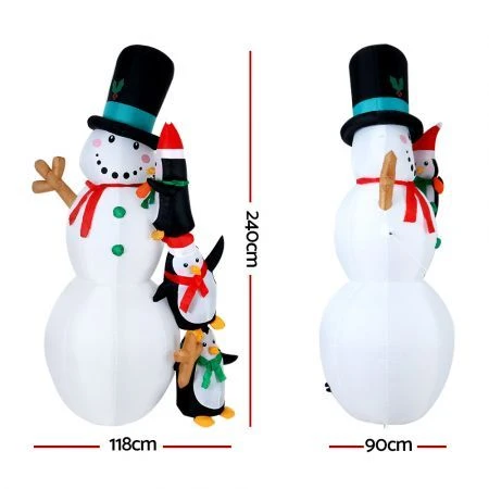 Jingle Jollys 2.4M Christmas Inflatable Snowman Xmas Lights Outdoor Decorations 2 Jingle Jollys 2.4M Christmas Inflatable Snowman Xmas Lights Outdoor Decorations - Image 2