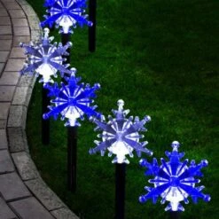 Stockholm Christmas Lights Snowflake Solar Path Light Blue & White 8 Pack Decor -Christmas Lights Store 277595 2383999 F