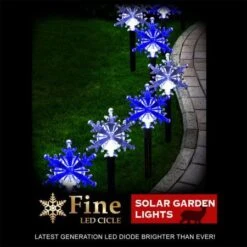 Stockholm Christmas Lights Snowflake Solar Path Light Blue & White 8 Pack Decor -Christmas Lights Store 277595 2384003 F