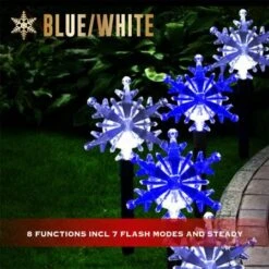 Stockholm Christmas Lights Snowflake Solar Path Light Blue & White 8 Pack Decor