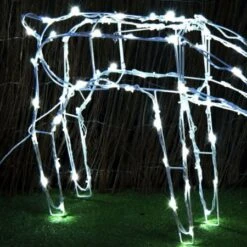 NEW Stockholm Christmas Lights Feeding Reindeer Cool White LED Battery Powered -Christmas Lights Store 277609 2384017 F